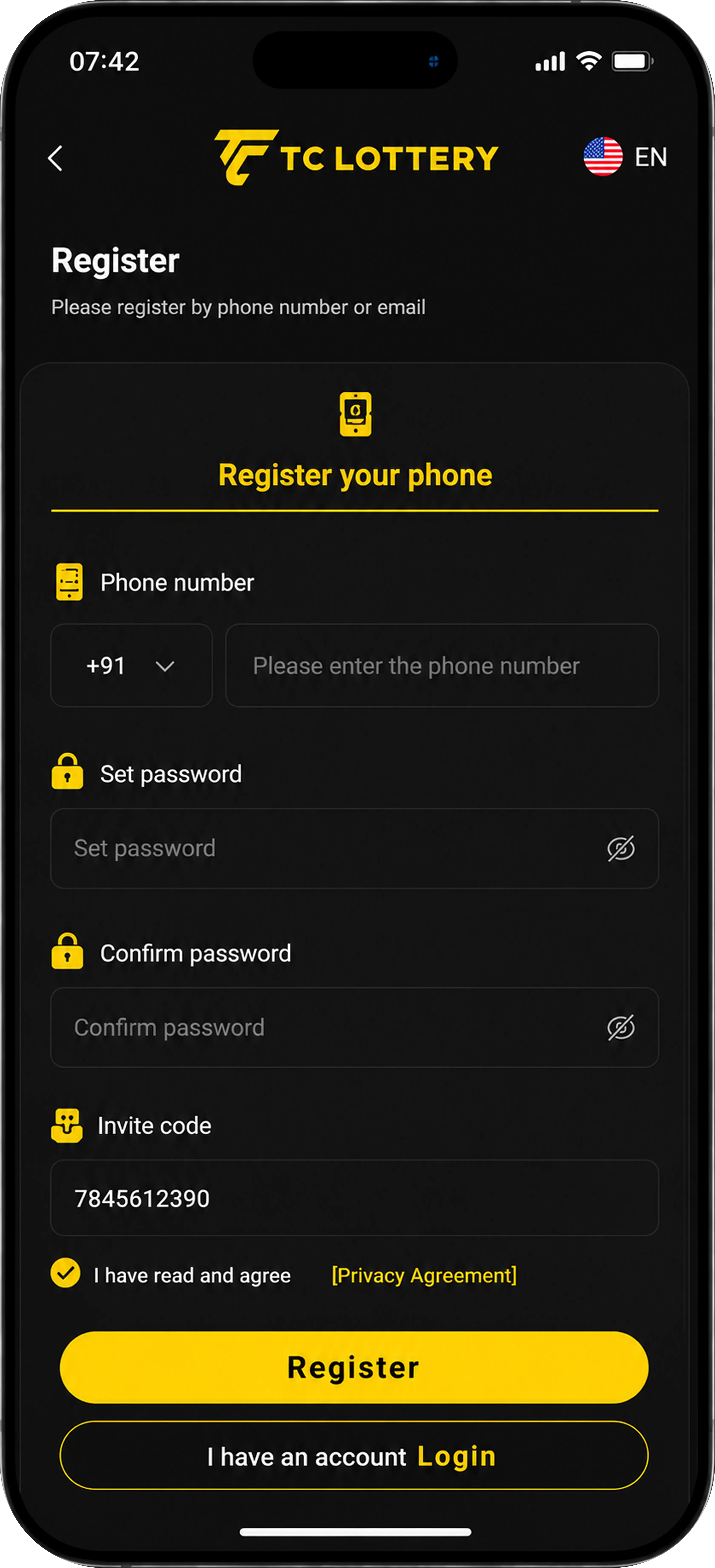TC Lottery Register